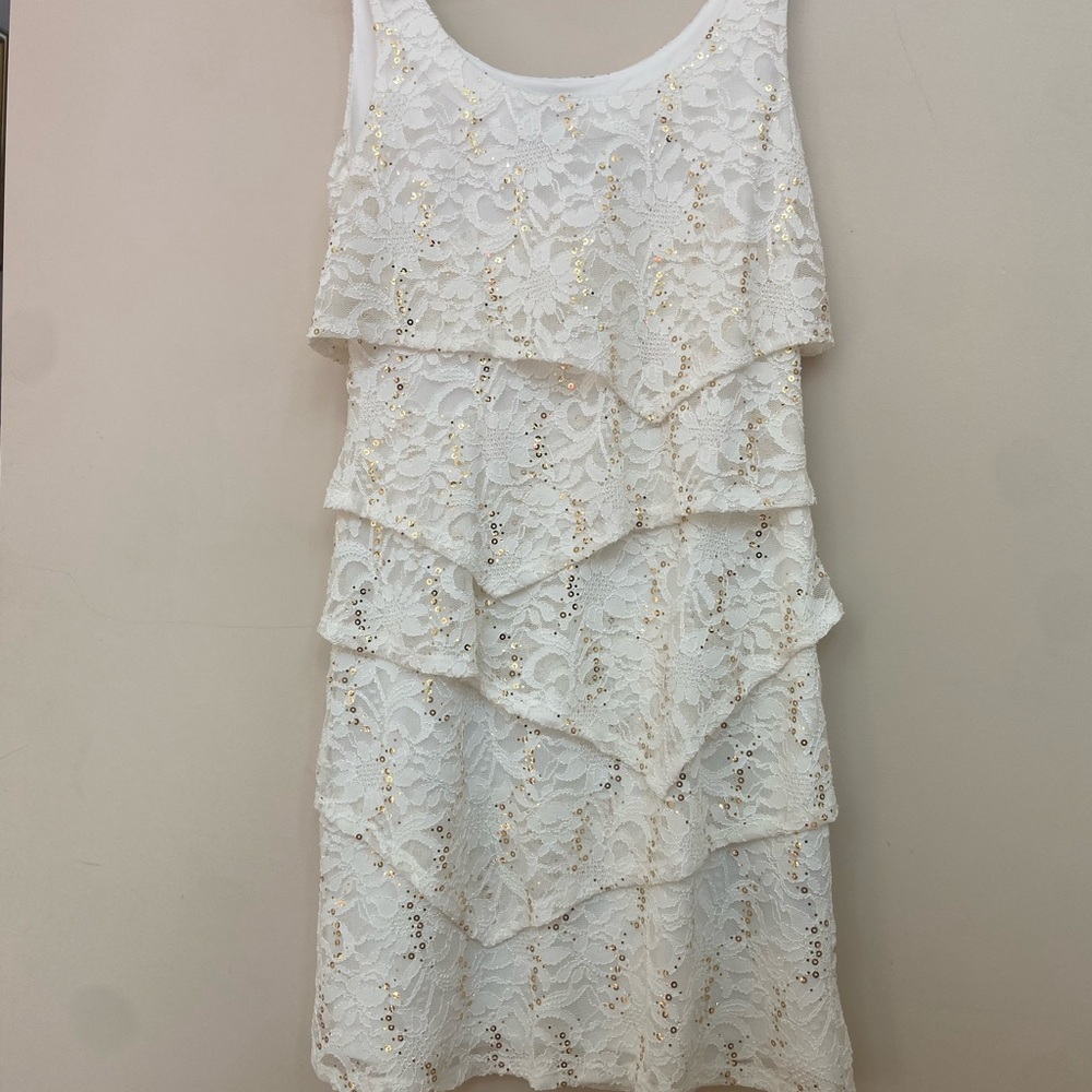 New Ronni Nicole White Tiered Ruffled Sheath Dress - Picture 4 of 8